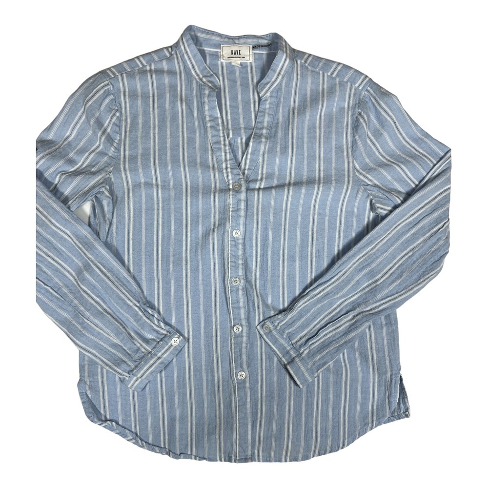 HaVe Los‎ Angeles Button Down Shirt Women S Blue White Stripe
